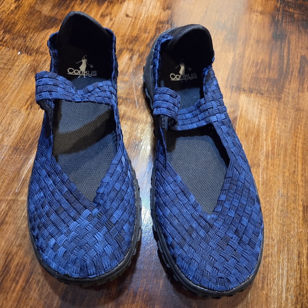 Corkys Women's Navy Woven Mary Jane Comfort Shoe
